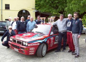 Arlenghi-Signorelli, LAncia Delta Integrale, vincitori nel 2013 con gli organizzatori della Ronde Cuvignone